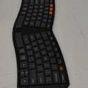 MEETION Ergonomic Foldable Bluetooth Keyboard, Split Compact Portable Keyboard for Business Travel, Ultra-Thin Folding Rechargeable Wireless Keyboards for iOS Android Windows Mac Tablet PC Smartphone (Black)