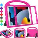 SUPLIK Kids Case for iPad 9th/8th/7th Generation - iPad 10.2 inch 2021/2020/2019 Case with Built-in Screen Protector, Durable Shockproof Handle Stand Kids Cover for Apple iPad 7/8/9 Gen, Pink