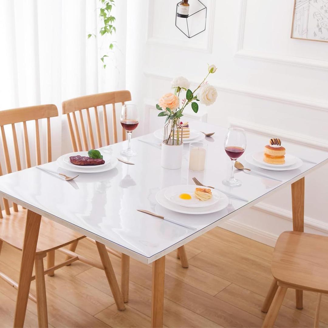 Clear Table Cover Protector 2mm, PVC Large Frosted Desk Mat, Waterproof Transparent Tablecloth for Writing Desk, Coffee Table and Countertop, Non-Slip Anti-Oil Easy to Clean(15.7'' x 35.4'')