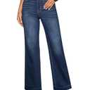 KUNMI Women's Wide Leg Jeans High Waisted Straight Leg Stretchy Denim Pants with Pockets (2, Wl001-black)