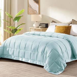 downluxe King Size Blanket with Satin Trim, Lightweight Down Alternative King Blanket for All Season, Machine Washable (Cool Blue, 108 x 90 Inch)