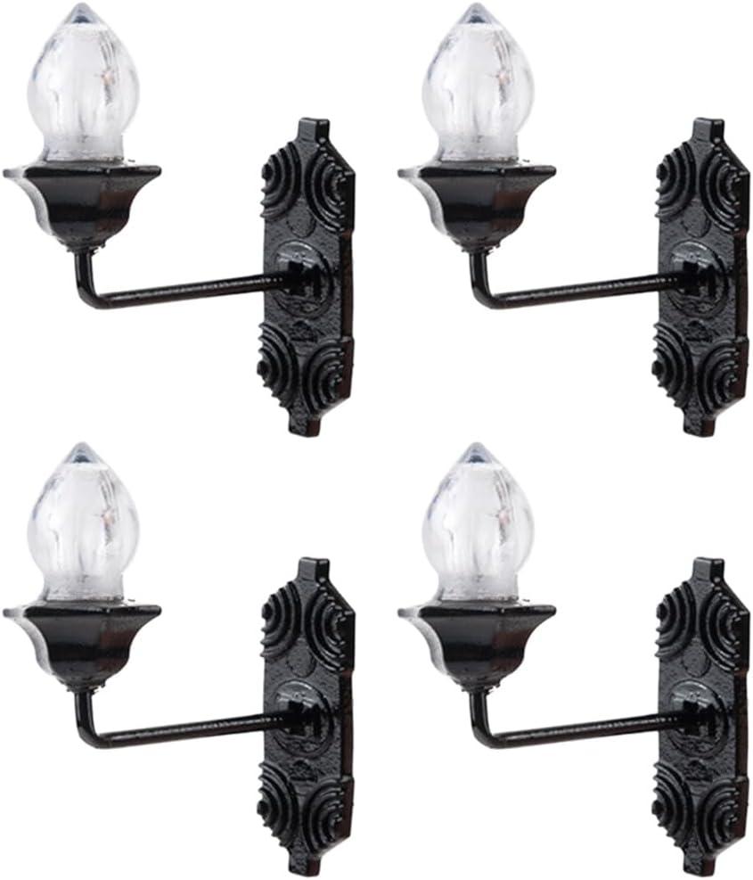 Housoutil Dollhouse Miniature Wall Sconces, 5PCS Dollhouse LED Wall Lamp, ABS Mini Decor Lamp,Black Decor Outdoor Lights Sand Table Lighting Toy for DIY Living Room Mini Toy Models (1.5X2.5CM)
