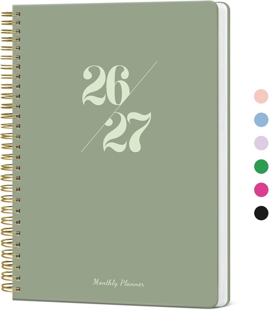 Monthly Planner 2026-2027, 2 Year Months Calendar Planner 2026-2027, Runs from January 2026 - Decembe 2027, 7" x 10", 24 Months, Perfect for School Office Home Planning - Green