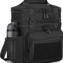 Double Deck Insulated Lunch Box, Expandable Large Lunch Bag Leakproof Cooler Bag Lunch Pail for Men Women Adults Work Shifts Travel Daytrip, Black (16L)