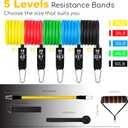 Resistance Bands Set with Door Anchor Training System, 5 Colors Stackable up to 150LBS, Includes 5-Angle Door Training Tool, Home Full Body Workout Bands, Handles, Ankle Straps, Portable Bag