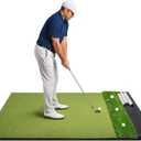 Ponsonbay Dual Turf Golf Hitting Mat with Ball Tray, Integrated Golf Practice Mat for Indoor & Outdoor Use Golf Training Mat with 3 Tees 6 ft x 4 ft 1.22 in Thick