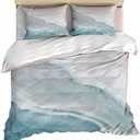 Queen Duvet Cover Set - Summer Beach 4 Pcs Comforter Cover Set, Aqua Sea Waves Coastal Bedding Sets with Zipper Closure, Ocean Nautical Seaside Microfiber Bed Sheet Soft Quilt Cover 2 Pillow Shams