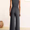 ANRABESS Jumpsuits for Women Dressy Casual Summer Sleeveless Rib Knit Wide Leg Jumper Romper One Piece Outfits with Pockets Dark Grey Medium (Gray, M)