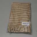 Palm & Loom 100% Cotton Linen - Long Lumbar Cushion Cover  Mitti Decorative Throw Pillow Case with Brown Check with Self Ruffle - Modern Traditional Living Room, Sofa, Bedroom Pillow Cover-14x36 Inch