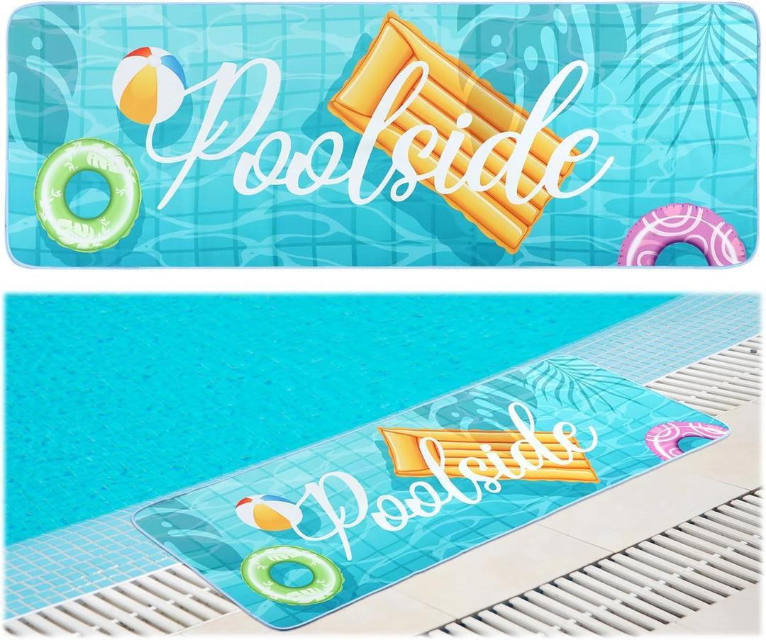 Jenaai 24" X 67" Poolside Mat Outdoor Rug, Non Slip Waterproof Rubber Mat for Deck, Edge of Pool, Patio, Beach, Summer Outside Swimming Decorative (Sunny)