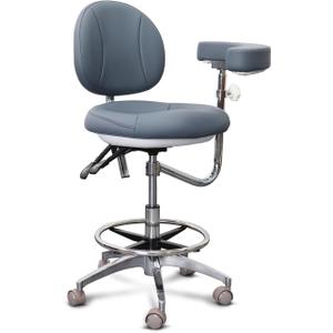 Medical Dental Assistant Chair with Rotatable Armrest Rolling Medical Chair Ergonomic Swivel Seating Back Support Dentist Stool for Clinics, Dental Offices, Labs-Gray (Blue)
