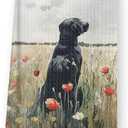 Labrador Retriever in Flower Field Kitchen Towels, Rustic Floral Black Lab Gifts Dish Towels for Kitchen, Labrador Decor Hand Towels, Labrador Retriever Gifts for Women,16x24 InchC066 (02child)