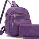 Idesort Small Backpack Purse for Women Girls Cute Backpacks Purse set with Wallet Convertible Shoulder bag (Purple)