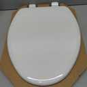 Mayfair Linden Slow Close Toilet Seat, Non Slip Heavy Duty Wood, Easy Install, Elongated, White