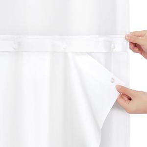 2 Pack Replacement White PEVA Snap-in Shower Curtain Liner for No-Hook Shower Curtains, Removable, Water-Repellent, Machine Washable, 70" W x 54" H