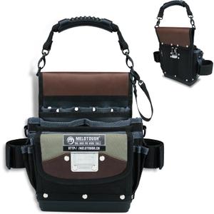 MELOTOUGH Electrician Tool Pouch Bag with Belt Clip,Open Top Tool Pouch,HVAC Maintenance Tool Bag with Hard Bottom for Service Tech,Carpenter,Heating,Plumbing (Gray)