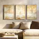 Framed Christian 3 Piece Wall Art, Jesus Leaves the 99 Sheep, 16x24 In