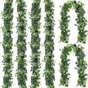 6 Pack Artificial Eucalyptus Leaf Garland, 5.9ft Faux Greenery Garland Fake Eucalyptus Wreath Vines for Centerpiece Table Wedding Backdrop Arch Wall Decor