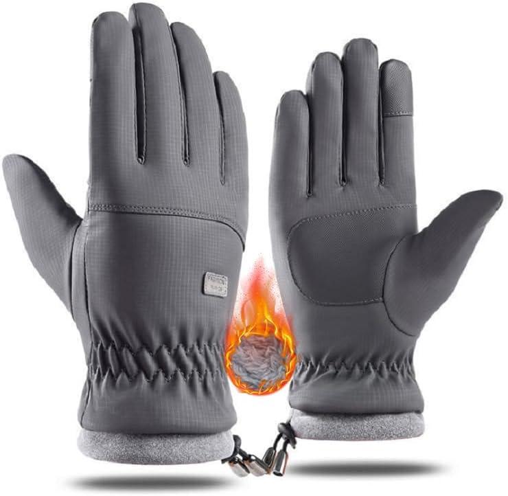 Winter Ski Gloves for Men Women Plus Velvet Thickened Warm Glove Non Slip Touchscreen Cycling Gloves for Cold Weather (Medium, Grey)