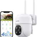 wansview 4G LTE Cellular Security Camera Outdoor - 360 PTZ No WiFi Security Camera, 2K Color Night Vision, 2-Way Audio, 24/7 SD Card Storage(SIM Card Included), Works with Alexa & Google Home, W7-4G