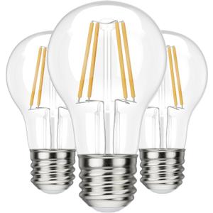 BlueStars A19 LED Vintage LED Filament Bulb E26 Standard Base 120V 5W (60 Watt Equivalent), 2700K Warm White, 550lm Non-Dimmable, Clear Glass for Home Indoor Outdoor Decoration - Pack of 3
