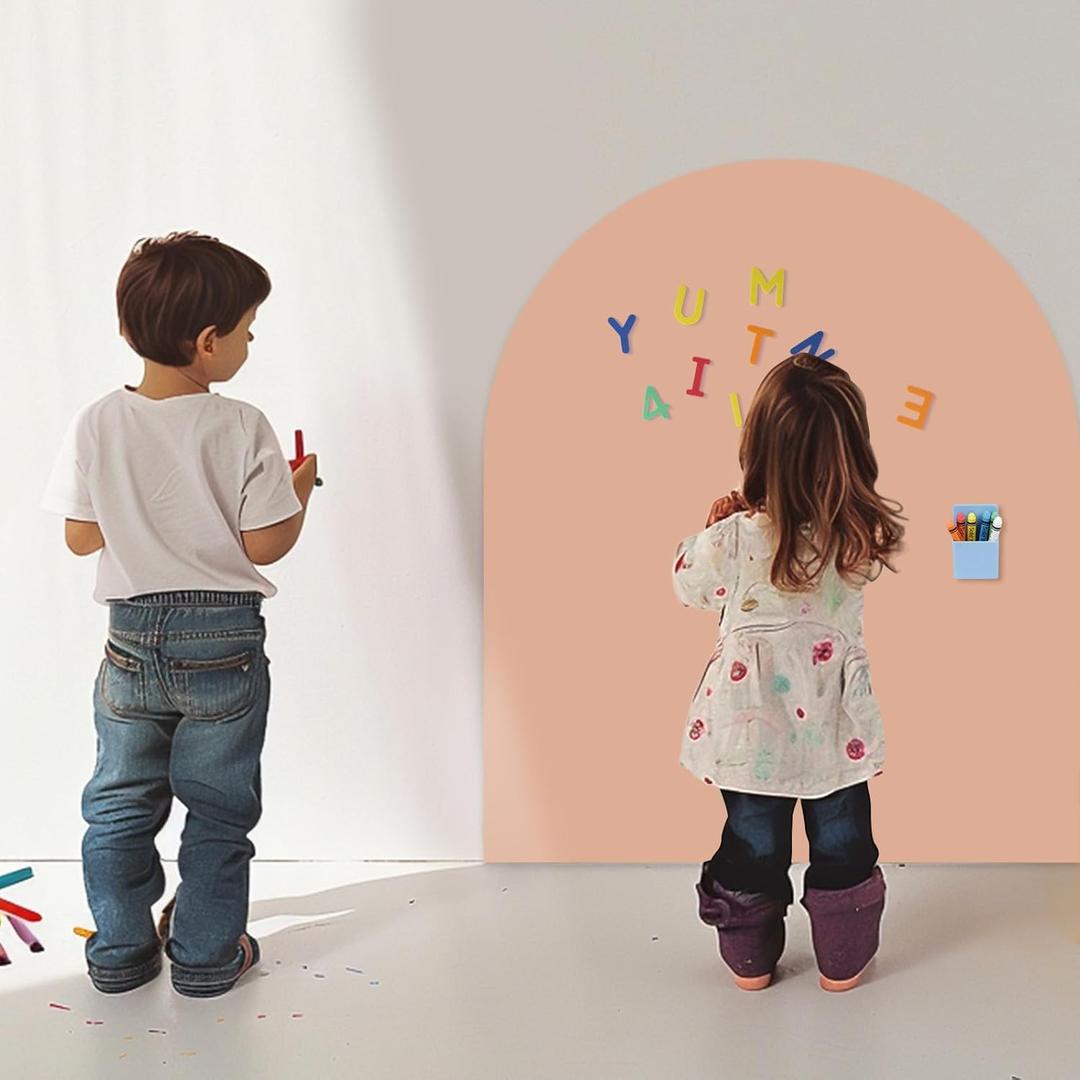 Magnetic Arch Wall Decal, 40 x 32 Upgraded Self-Adhesive Magnetic Chalkboard for Wall, Magnet Wall Drawing Learning for Kids Playroom, School, Home (Light Pink)