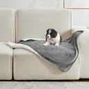 Waterproof Blanket for Bed Couch Sofa, Soft Liquid Pee Proof Pet Blanket for Dog Puppy Cat, Reversible Sherpa Fleece Furniture Protector (Grey, 30x40 inches)