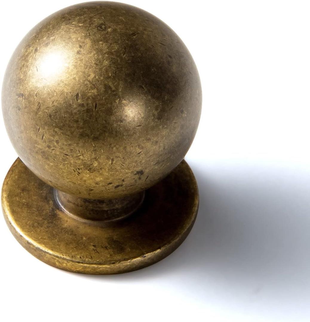 Goo-Ki 6 Pack Antique Brass Kitchen Cabinet Knobs,Retro Drawer Pulls,1 Inch Diameter Knob