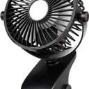 SkyGenius Mieuxbuck Clip on fan, Stroller Fan for Baby, Mini USB Portable Fan for Bed, Travelling with Rechargeable 2500mA Battery 360 Rotation (Black)