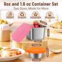 12 Pack Stainless Steel Snack Containers for Kids, 6oz & 1.6oz Leakproof Snack Salad Dressing Containers with Easy-Open Silicone Lids, Reusable Lunch Box Containers for Office & Travel