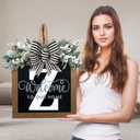 Ultra Large 14'' Last Name All Year Round Front Door Wreath with 26 Initial Letter Welcome Sign All Seasons Eucalyptus Garland and Bow Wreaths for Front Door Porch Farmhouse Decoration (Z)