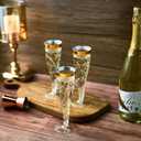 FOCUSLINE 100 Pack Plastic Champagne Flutes, 4.5 Oz Gold Rim Plastic Champagne Glasses, Disposable Clear Toasting Glasses Recyclable Champagne Cups for Wedding Party
