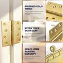 KOLET Ball Bearing Door Hinge, 4 x 4 Inches Gold Door Hinges, Square and 5/8'' Radius Corner, Heavy Duty Stainless Steel Hinges, Smooth and Quiet, Non Removable Pin, Brushed Gold, 3 Pack