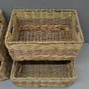 Suzile 4 Pcs Wicker Storage Basket Water Hyacinth Seagrass Woven Baskets for Organizing Square Wicker Storage Cubes with Handles Natural Organizer Baskets Pack for Shelves Bedroom, 12 x 8 x 6.3 Inch