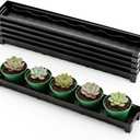 RooTrimmer 5 Pack Plastic Plant Saucer (17"x3"x1.5"), Rectangular Window Sill Plant Pot Trays with Removable Drainage Hole, Thick Windowsill Saucer Tray for 2.8 inch (7CM) Flower Nursery Pots (Black)
