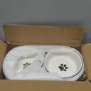 GDCZ Ceramics Raised Cat Bowls with Heighten Metal Stand,15 Ounces White