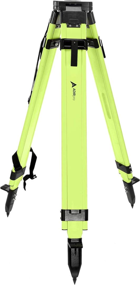 AdirPro Universal Survey Tripod  Laser Level Tripod  Transit Level Tripod - Quick Clamp - Heavy Duty Contractor Tripod 5/8 x 11 Thread (Green Aluminum) (Green)