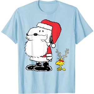 Holiday Snoopy Woodstock Antlers Santa Premium T-Shirt, Size L