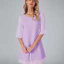 LookbookStore 3/4 Sleeve Dress for Women Shift Cute Summer Tunic Floral Lace Dresses (Purple, S)
