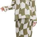 YiNi LuLu Womens Silk Satin Pajamas Set Button Down 2 Piece Pjs Long Sleeve Oversized Sleepwear with Pockets (Green, XXL)