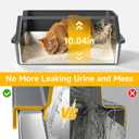 XL Open Top Stainless Steel Litter Box Large with High Sides,Gray | Extra Large Metal Cat Litter Pan , XL Litter Box, Non-Stick Easy Clean Anti-Leak Kitty Litter Pan, Odor Control, Open Top