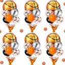 Civaner 6 Sets Basketball Party Balloons Stand Kit with Foil Balloons Sports Themed Table Centerpieces Basketball Senior Night Decorations for Sports Birthday Party Game Baby Shower Decoration (Gold)