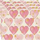 Artoid Mode Polka Dot Golden Heart Love Placemats Set of 4, 12x18 Inch Anniversary Table Mats for Party Kitchen Dining Decoration
