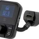 Scosche SBTFM1-XCES0 Bluetooth 5.0 FM Transmitter w/ Dual USB Charger Ports, LCD Screen, Adjustable Neck & Aux Port, Wireless Radio Bluetooth Adapter, Hands-Free Car Kit for Phone Calls & Music Player (Black)