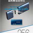 Samsung Type-C USB Flash Drive, 256GB, Transfers 4GB Files in 11 Secs w/Up to 400MB/s USB 3.2 Gen 1 Read Speeds, Compatible w/USB 3.0/2.0, Waterproof, 2022, Blue, MUF-256DA/AM