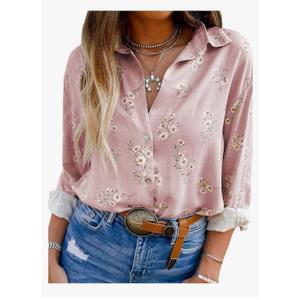 SweatyRocks Women's Button Down Shirt Long Sleeve Floral Casual Dressy Blouse Work Shirt, S