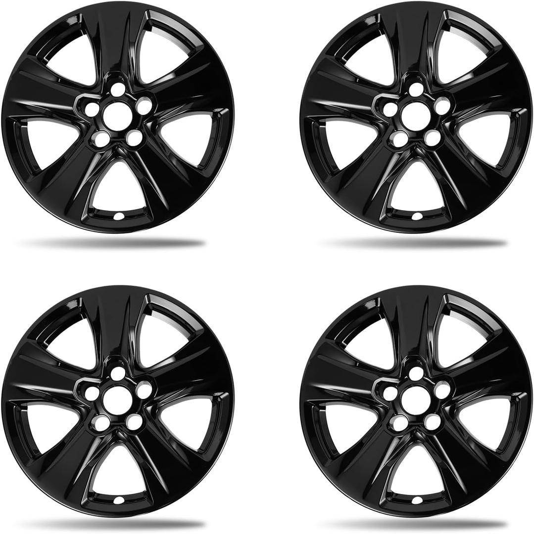 17 Inch Gloss Black Wheel Skins Compatible with 2019-2026 Toyota RAV4 XLE, Hybrid LE & Hybrid XLE, Fits OEM Alloy Wheels #426110R390, Not Fit Base LE Gas Models, Snap-On Rim Covers 4-Pack