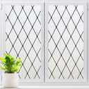 LUTE Frosted Window Privacy Film, Static Cling UV Sun Blocking Heat Control Window Cover, Removable Non-Adhesive Glass Sticker Vinyl Decorative Bathroom Frosting Decals, Black Lattice, 35.4" x 78.7"