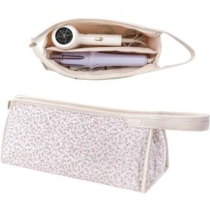 Large Quilted Hair Tools Travel Bag,Aesthetic Hair Styling Accessories Storage Case for Flat Irons,Straightener,Curling Iron,Hair Dryer,Dyson Airwrap Travle Bag06Small Pink Flower