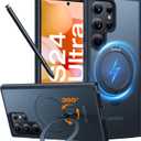 TORRAS 360 Spin Magnetic Stand for Samsung Galaxy S24 Ultra Case [Fit for Magsafe] Military Grade Shockproof Slim Protective S24 Ultra Case with Kickstand & Ring Holder, Ostand 360 Spin, Black